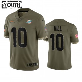 Maillot Miami Dolphins Tyreek Hill 10 Olive 2022 Salute To Service Limited - Enfant